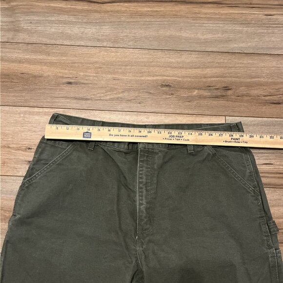 Men's Carhartt Carpenter Duck Canvas Jeans SZ 40x32 Green B11 MOS Dungaree Fit - Picture 4 of 11